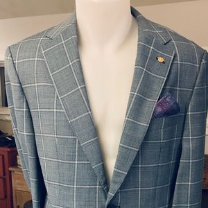 HUGO BOSS 38R Turquoise Plaid S. Coat/Blazer BNW0T